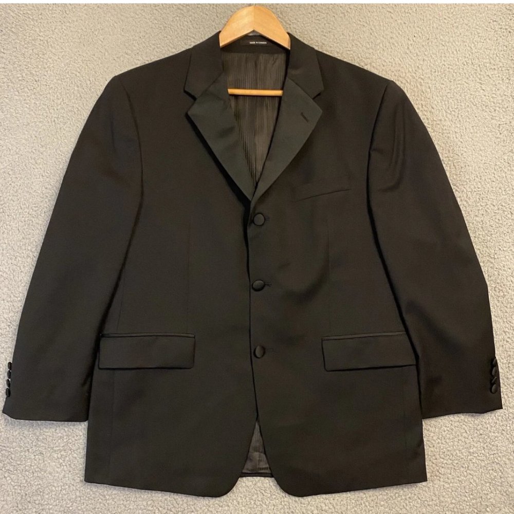 Men's Calvin Klein Suit Sport Coat Blazer Jacket Black 42S SHORT Wool NICE!